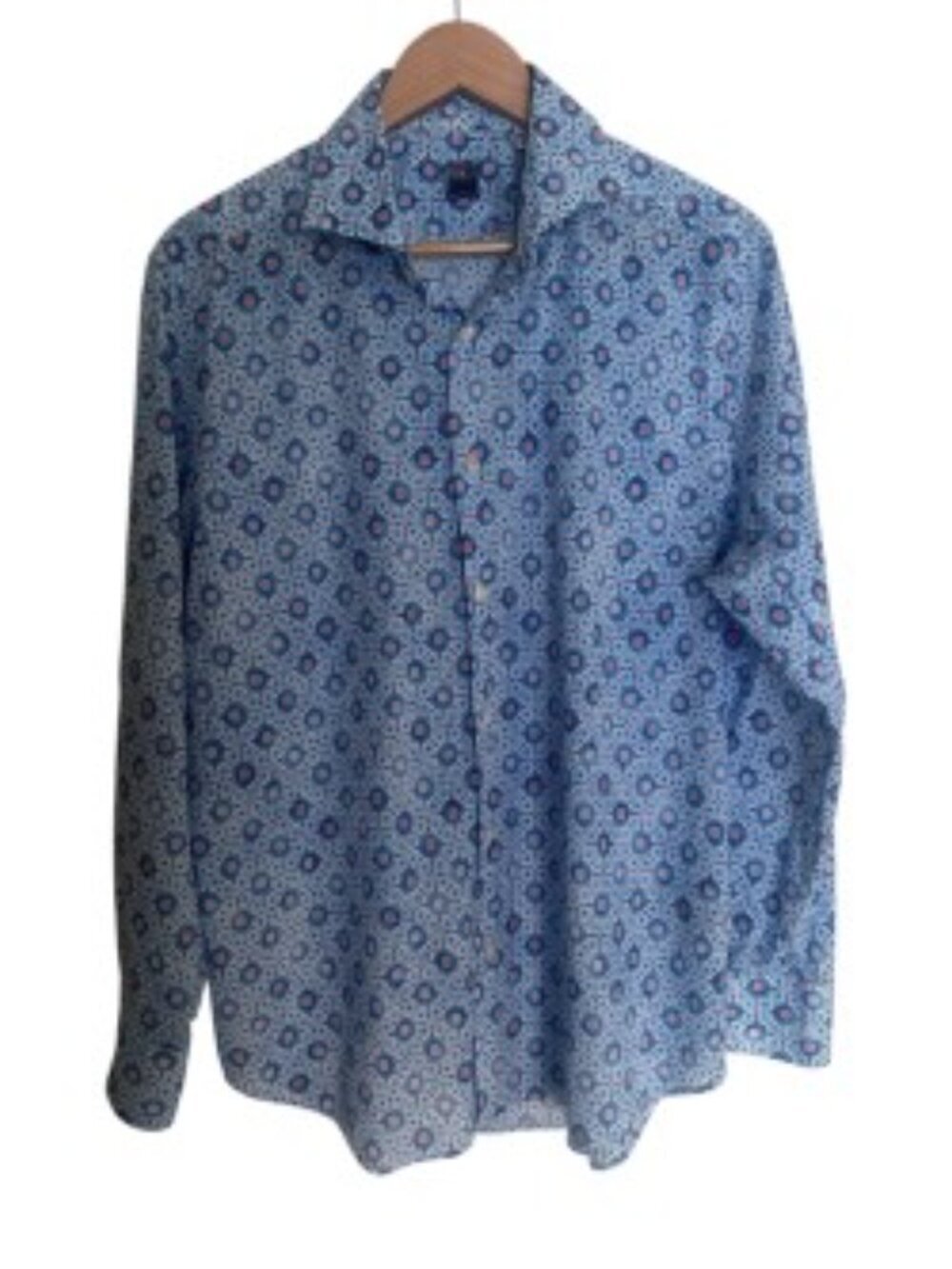 Fedeli Blue & Coral Medallion Print Shirt 42